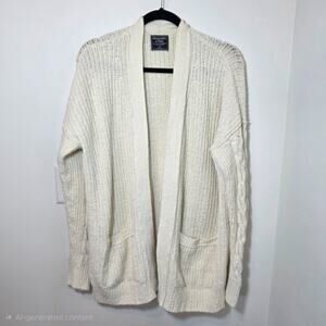 Abercrombie & Fitch Chunky Knit Open Long Cardigan Sweater Pockets Womens Medium